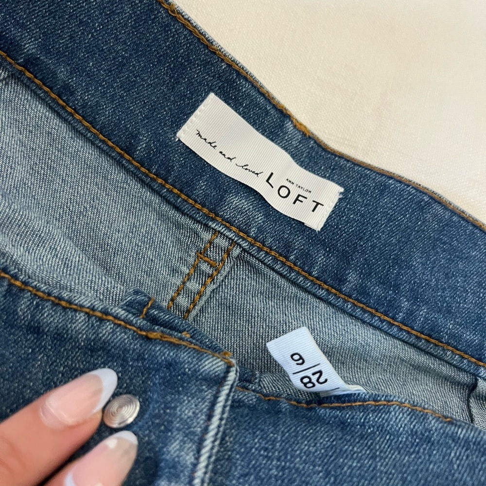 Loft mini denim skirt
